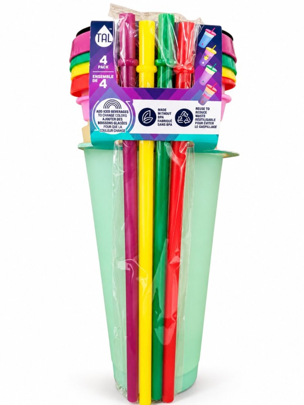 24oz Color Changing Tumblers 4 Pack with Lids and Straws